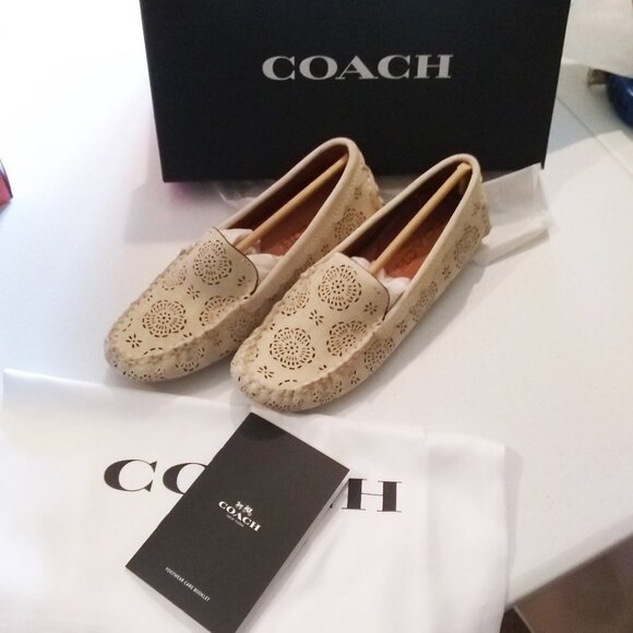 Coach Shoes - Coach Cream Crosby Driver Suede Tea Rose NIB S5.5